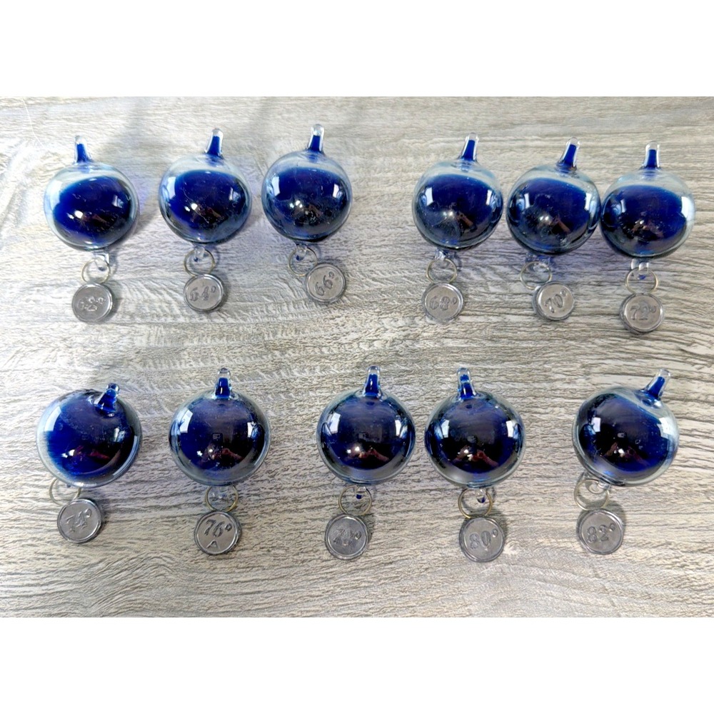 Galileo Thermometer Replacement Glass Ball Bubble Vial Blue Set Of 11